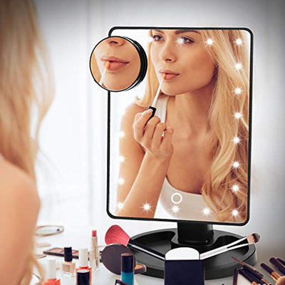 22 LED 10X MAGNIFYING TOUCH SCREEN LIGHT MAKE-UP COSMETIC TABLETOP VANITY MIRROR